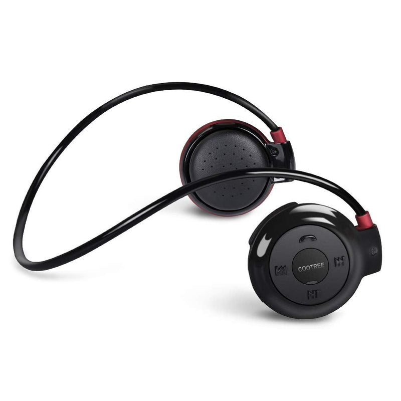 [Australia - AusPower] - Cootree Wireless Headphone Sports Headset with Built in Microphone,Bluetooth Headphones Behind The Head,Foldable and Carried in The Purse, Black/Red 