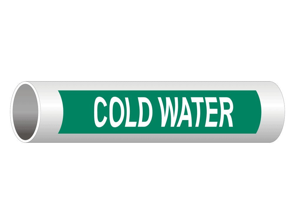 [Australia - AusPower] - ComplianceSigns.com Cold Water (White Legend On Green Background) Pipe Label Decal, 8x2 inch 5-Pack Vinyl for Pipe Markers 8" x 2" - 5 Pack 