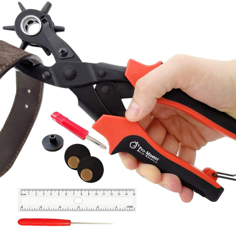 [Australia - AusPower] - Leather Hole Punch for Belts, Watch Bands, Saddles, Straps and More – Professional Leather & Fabric Hole Puncher for Crafts & DIY – Leather Hole Punch Set Easily Creates Perfect Round Multi-Size Hole 