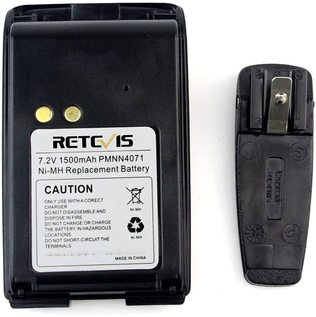 [Australia - AusPower] - Retevis 2 Way Radio Battery for Motorola PMNN4071AR Mag One BPR40 A8 Walkie Talkies Battery with Belt Clip Ni-MH 1500mAh 7.2V Rechargeable (1 Pack) 