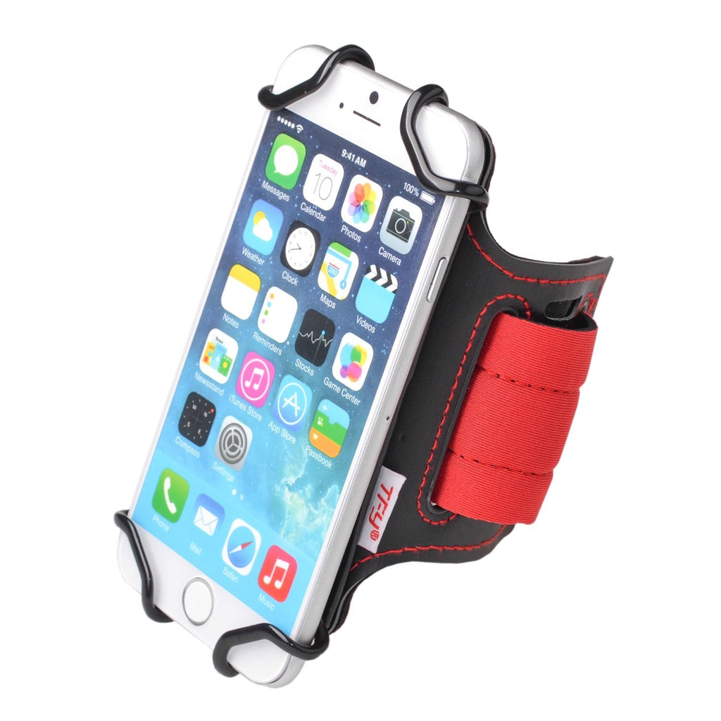 [Australia - AusPower] - TFY Sport Armband + Key Holder for 4 to 5.5 Inch Cell Phone - iPhone 8 / iPhone 6 (Plus) -iPhone 6 / 6s / 7 - iPhone SE - Samsung Galaxy S4/ S5 / S7 / Note 2 and More (Black/Red Belt) Black / Red Belt 