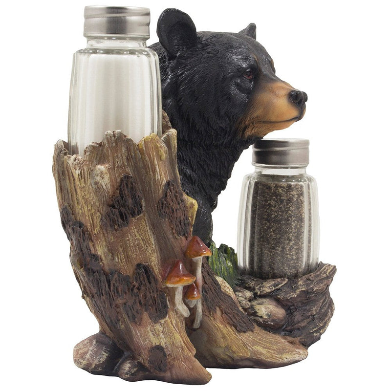 [Australia - AusPower] - Black Bear Glass Salt and Pepper Shaker Set Sculpture Kitchen Decor in Rustic Lodge and Cabin Figurines by Home-n-Gifts 