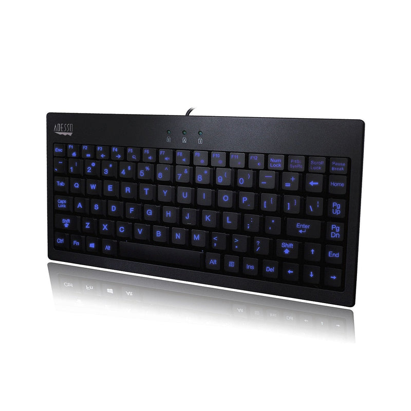 [Australia - AusPower] - Adesso AKB-110EB - SlimTouch 110 3-Color Illuminated Mini Keyboard, 12 inches, Black 
