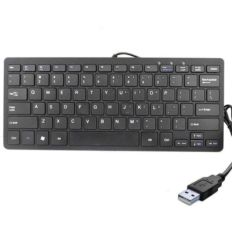 [Australia - AusPower] - iKKEGOL USB Mini Slim Wired 78 Key Small Super Thin Compact Keyboard for Desktop Laptop PC Win 7 Mac (Black) Black 