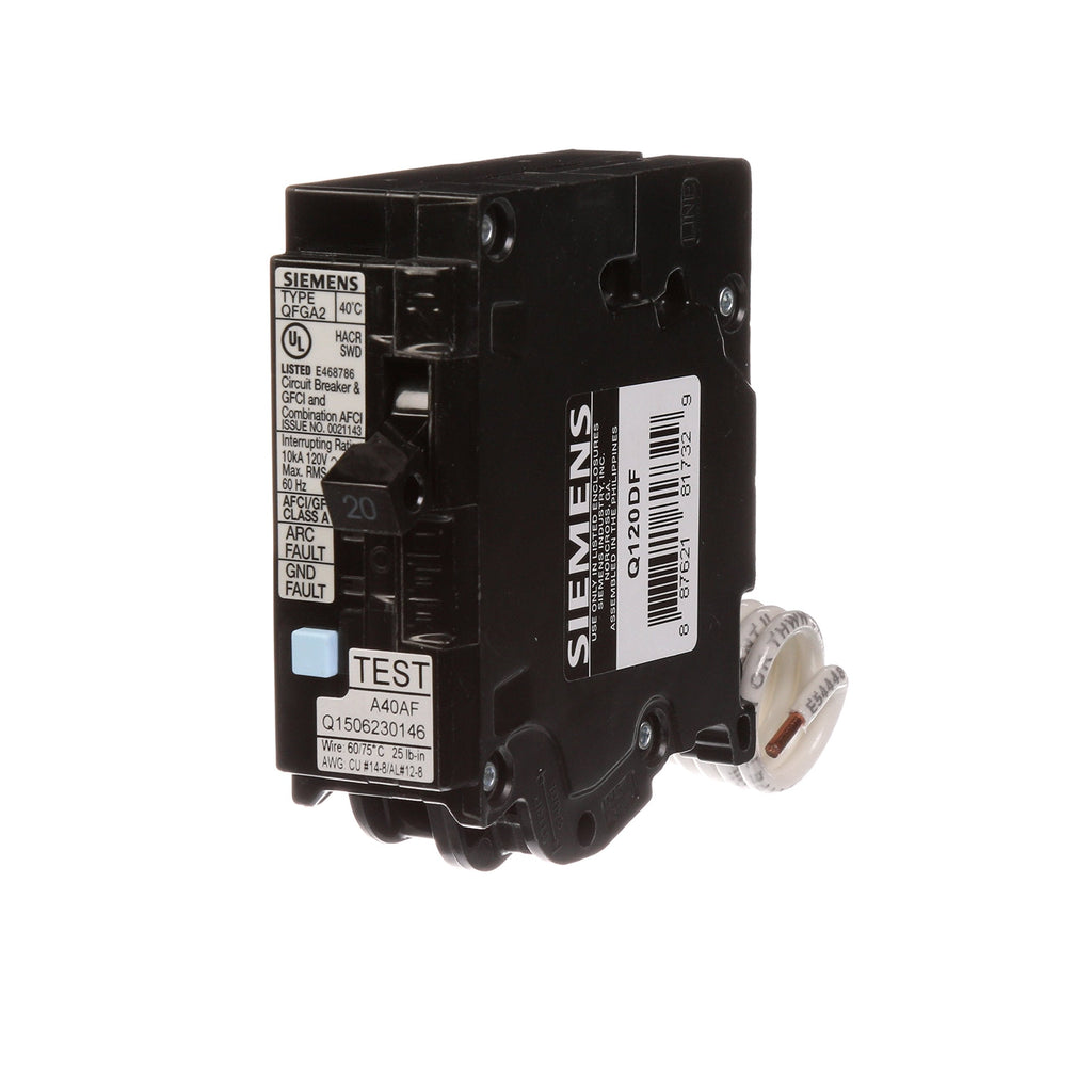 [Australia - AusPower] - Siemens Q120DF 20-Amp Afci/Gfci Dual Function Circuit Breaker, Plug on Load Center Style 