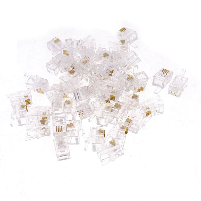 [Australia - AusPower] - uxcell 50 Pcs 4P4C RJ9 Jack Connector Clear for Telephone Cable Wire 