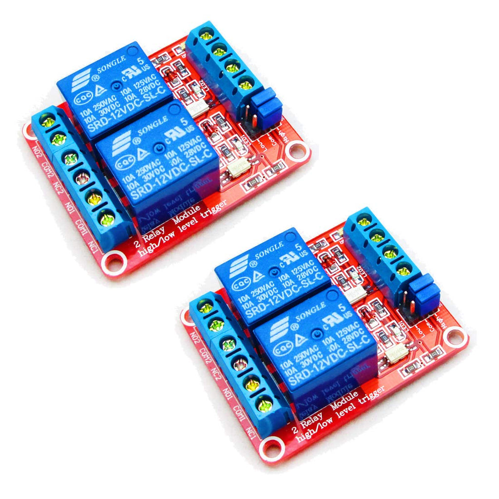[Australia - AusPower] - HiLetgo 2pcs DC 12V 2 Channel Relay Module with Isolated Optocoupler High and Low Level H/L Level Trigger Module Triggered by DC 12V 