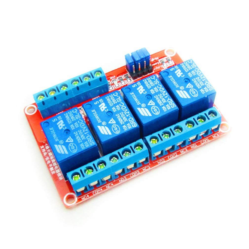 [Australia - AusPower] - HiLetgo 12V 4 Channel Relay Module with OPTO-Isolated Support High and Low Level Trigger 