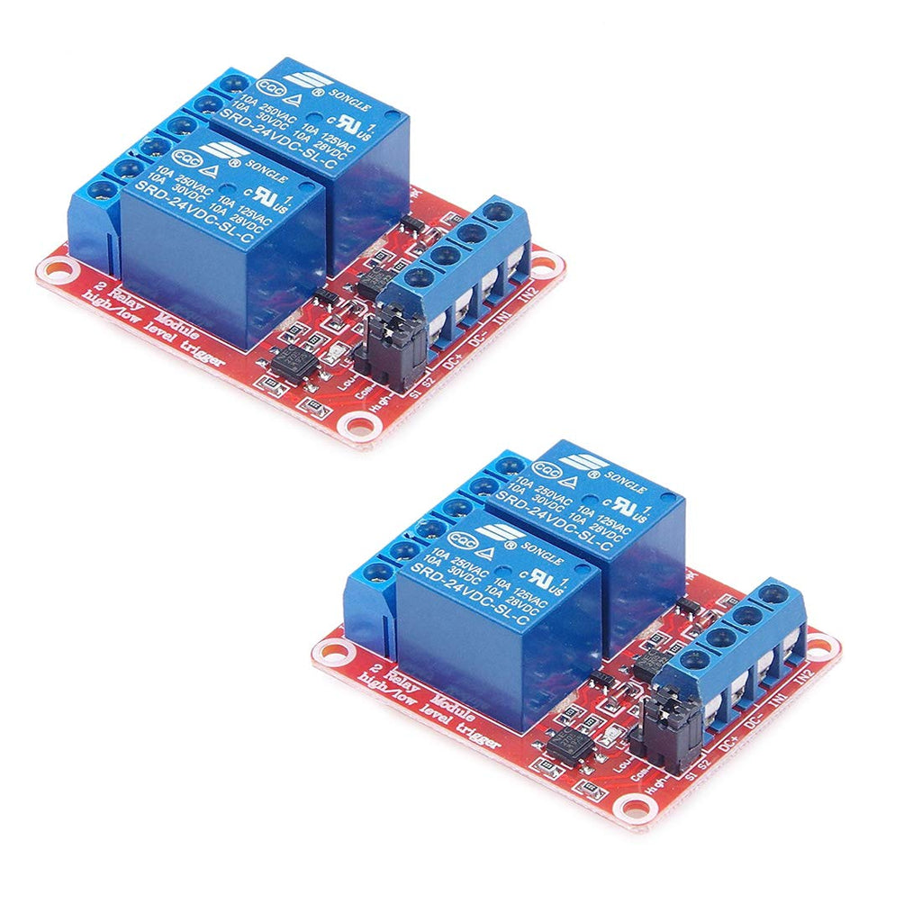 [Australia - AusPower] - HiLetgo 2pcs DC 24V 2 Channel Relay Module with Isolated Optocoupler High and Low Level H/L Level Trigger Module Triggered by DC 24V 