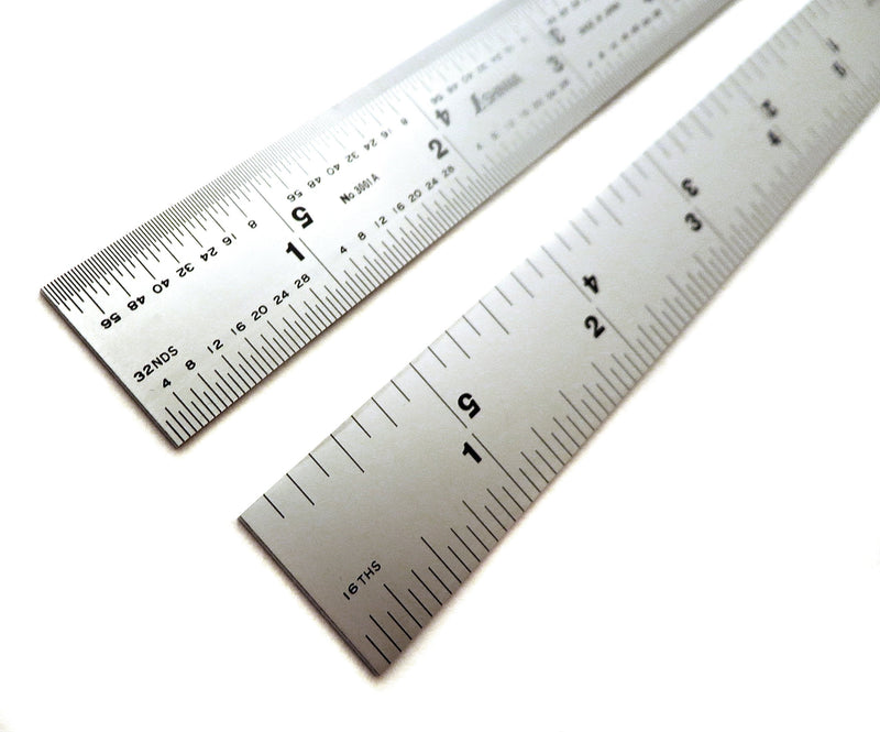 [Australia - AusPower] - Shinwa 12" 4R Rigid (1.250” wide x .040” thick) Zero Glare Satin Chrome Stainless Steel 4R Machinist Engineer Ruler / Rule with Graduations in 1/64, 1/32, 1/8, 1/16 Model H-3001C 