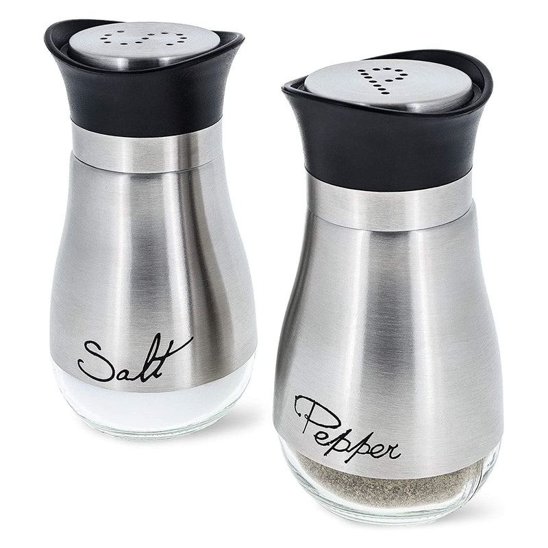 [Australia - AusPower] - Juvale Salt and Pepper Shakers Set, Stainless Steel and Glass Dispenser (4oz) 