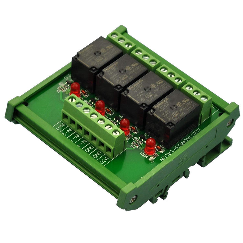 [Australia - AusPower] - Electronics-Salon DIN Rail Mount 4 SPDT 10Amp Power Relay Interface Module, DC 12V Version. 