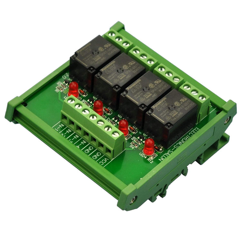 [Australia - AusPower] - Electronics-Salon DIN Rail Mount 4 SPDT 10Amp Power Relay Interface Module, DC 24V Version. 