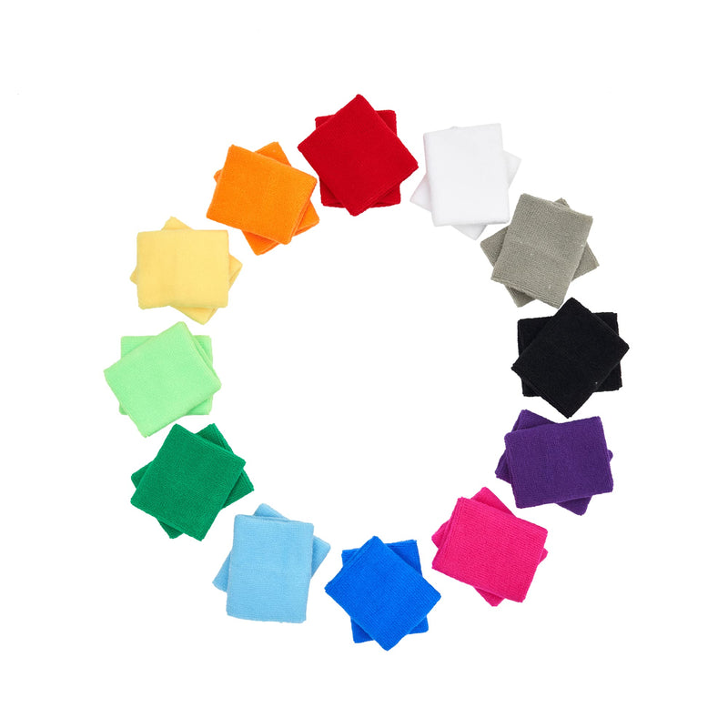 [Australia - AusPower] - Mallofusa ? 12 Pairs Colorful Cotton Sweatbands Sports Basketball Wristband Athletic Wrist Sweat Bands for Gym Yoga Tennis Etc. 