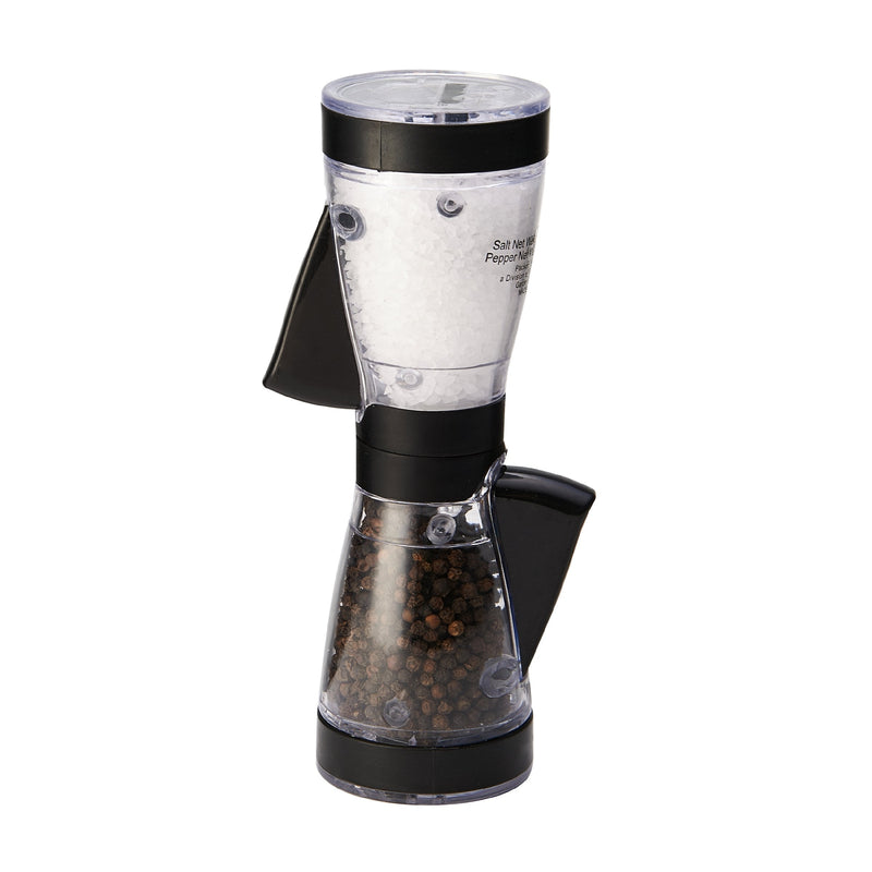 [Australia - AusPower] - KAMENSTEIN One-Handed 2-in-a-1 Dual Salt and Pepper Grinder-Adjustable and Refillable, 8-Inch, Black 