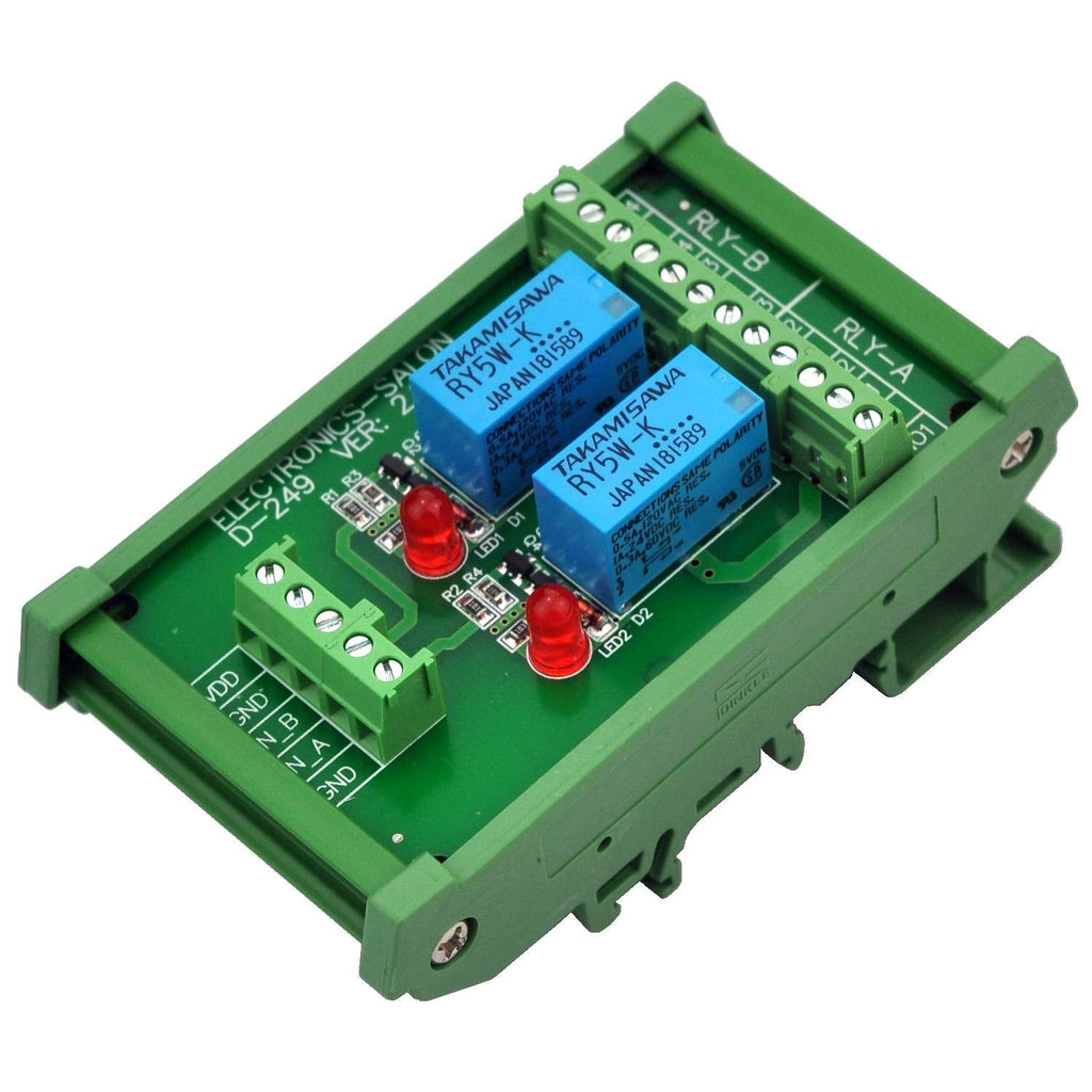 [Australia - AusPower] - Electronics-Salon DIN Rail Mount 2 DPDT Signal Relay Interface Module, DC 5V Version. 