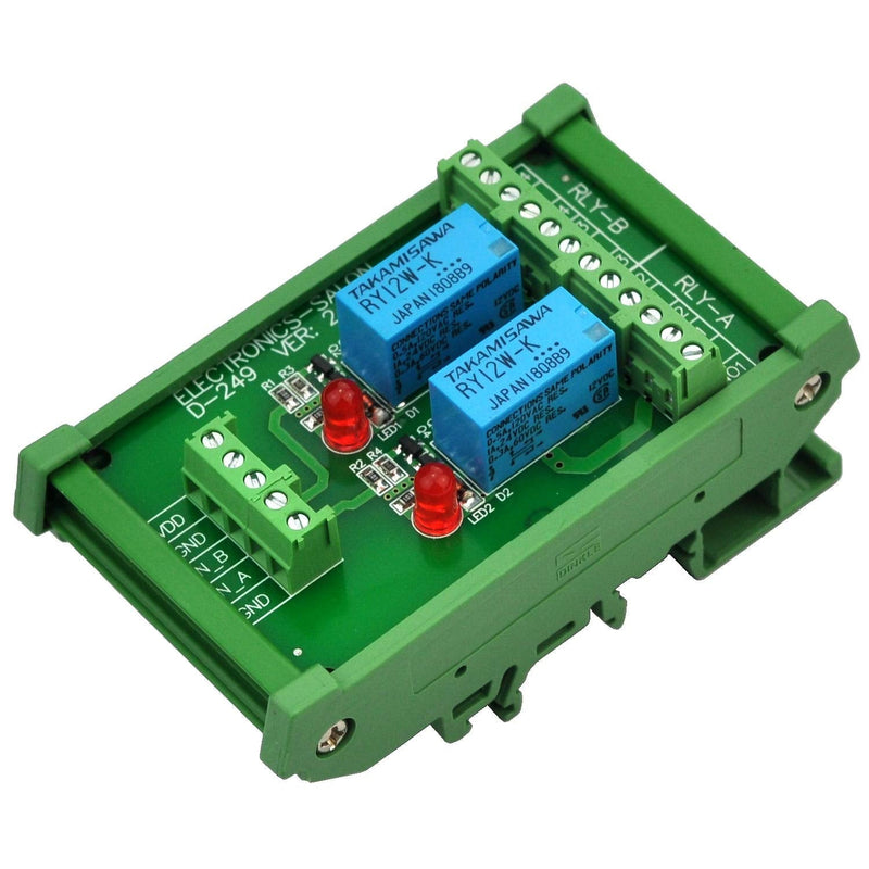 [Australia - AusPower] - Electronics-Salon DIN Rail Mount 2 DPDT Signal Relay Interface Module, DC 12V Version. 