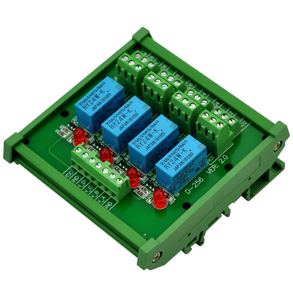 [Australia - AusPower] - Electronics-Salon DIN Rail Mount 4 DPDT Signal Relay Interface Module, DC 24V Version. 