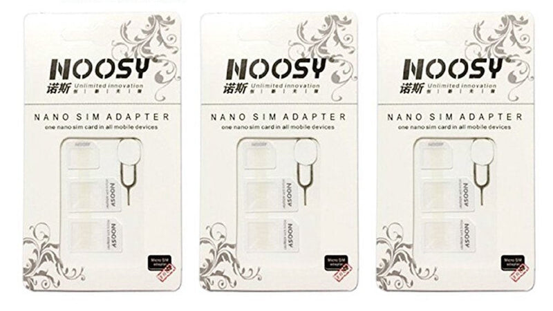 [Australia - AusPower] - SIM Card Adapter KIT 3-Pack (9 Total Adapters: Nano to Micro, Nano to Regular, Micro to Regular) with SIM Extractor (White) White 