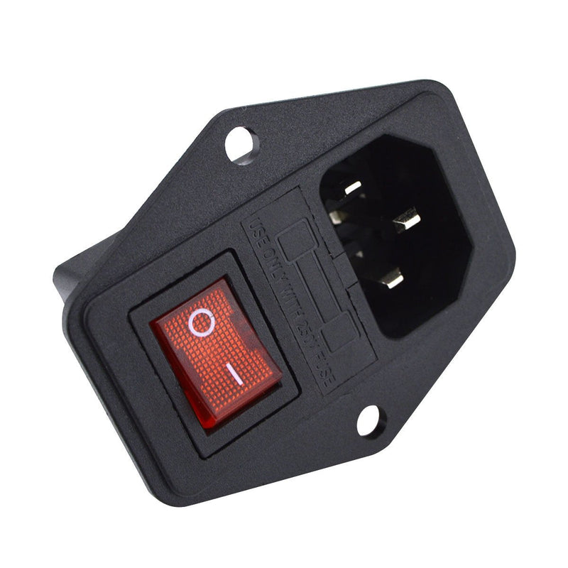 [Australia - AusPower] - URBEST Inlet Module Plug 5A Fuse Switch Male Power Socket 10A 250V 3 Pin IEC320 C14 
