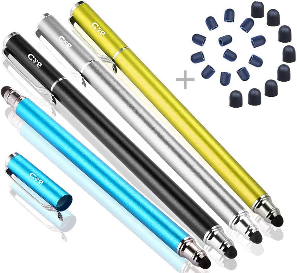 [Australia - AusPower] - Bargains Depot (4Pcs [New Upgraded] 2-in-1 Universal Capacitive Stylus/styli 5.5" L with 20 Pcs Replacement Rubber Tips - (Black/Aqua/Silver/Yellow) Black/Aqua/Silver/Yellow 