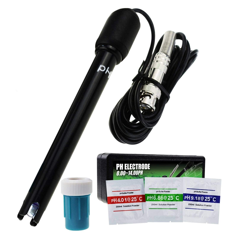 [Australia - AusPower] - 0-14 pH Electrode Probe BNC Connector, 300cm Cable for PH Meter Monitor Controller Test Sensor, Replacement Kit for Aquarium Hydroponics Plant Pool Spa (pH Electrode) 