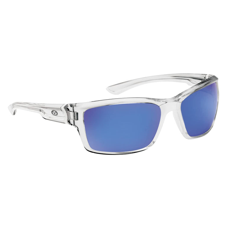 [Australia - AusPower] - Flying Fisherman Cove Polarized Sunglasses with AcuTint UV Blocker for Fishing and Outdoor Sports Clear Crystal Frames/Smoke-blue Mirror Lenses 