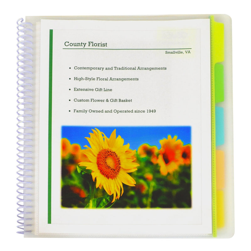 [Australia - AusPower] - C-Line 10-Pocket Poly Portfolio with Write-on Tabs, Spiral-Bound, 5-Tab, Clear with Assorted Color Tabs, 1 Each (33650) 10-Pocket (1-Pack) 