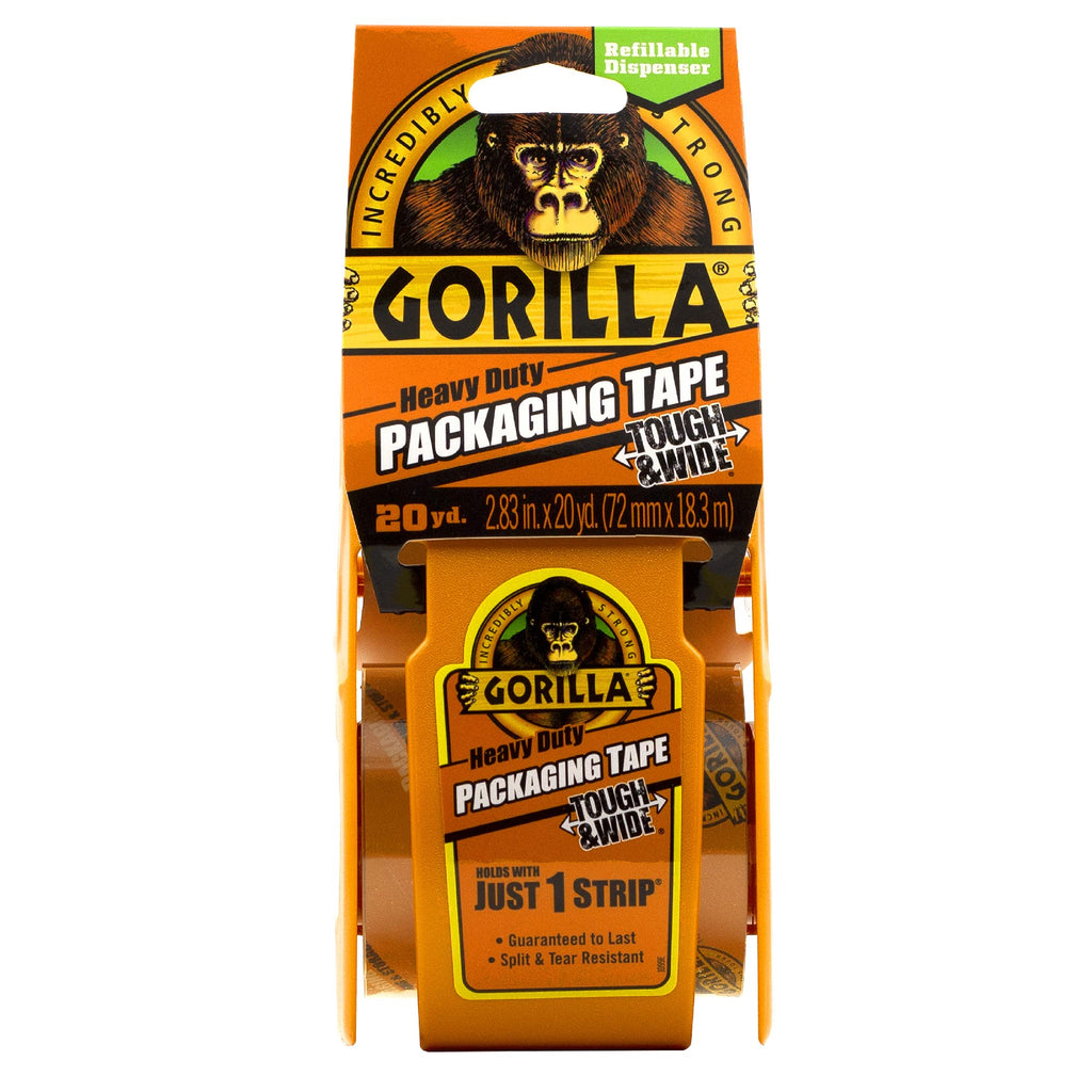 [Australia - AusPower] - Gorilla Packing Tape Tough & Wide with Dispenser for Moving, Shipping and Storage, 2.83" x 20 yd, Clear, (Pack of 1) 1 - Pack 