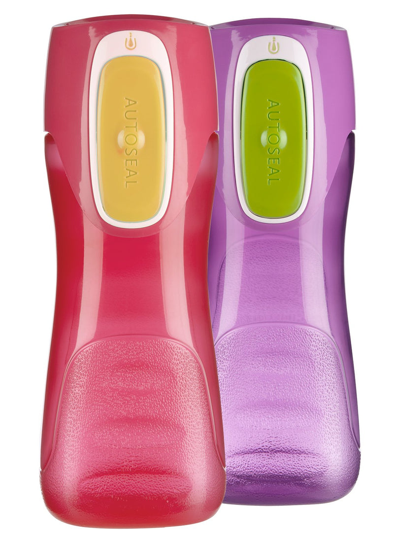 [Australia - AusPower] - Contigo AUTOSEAL Trekker Kids Water Bottles, 14 oz, Cherry Blossom & Amethyst, 2-Pack 