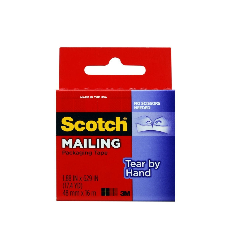 [Australia - AusPower] - Scotch Tear By Hand Mailing Packaging Tape, 1.88 x 629 Inch, Clear (3841)(2Pack ) 