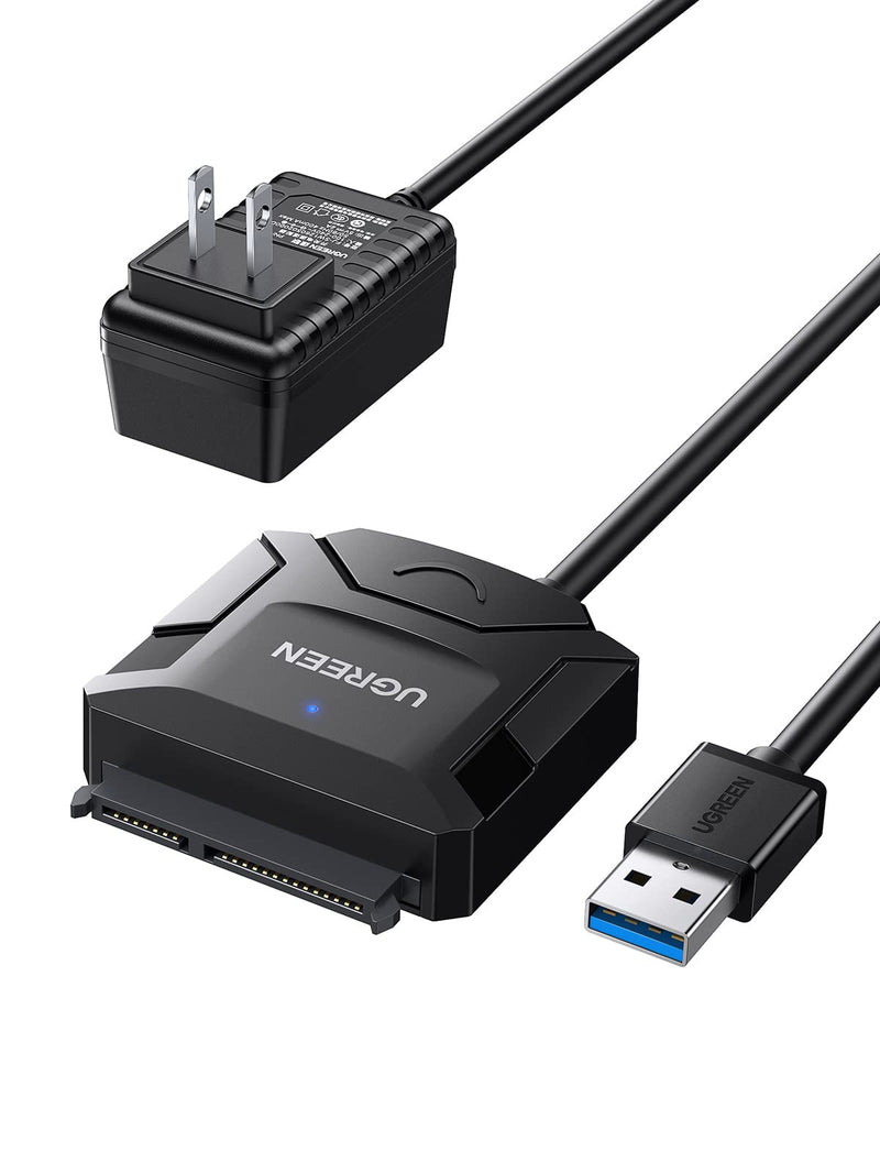 [Australia - AusPower] - UGREEN SATA to USB 3.0 Adapter Cable for 3.5 2.5 Inch SSD HDD SATA III Hard Drive Disk Converter Support UASP Compatible with Samsung Seagate WD Hitachi Toshiba with 12V Power Adapter 