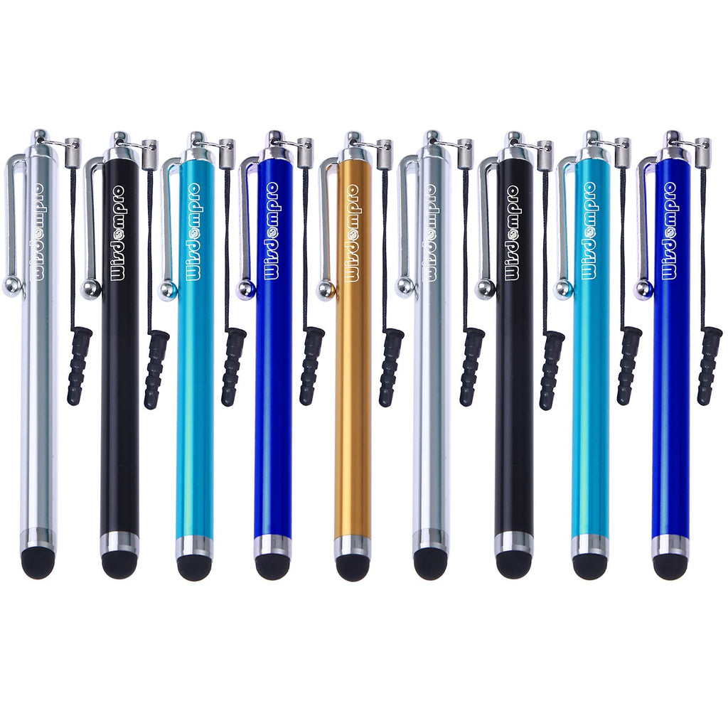 [Australia - AusPower] - Wisdompro Stylus Pens for Touch Screens, 9 Pack of Universal Rubber Tip Stylus with Lanyard Tether for iPad, iPhone, Tablet, Android, Samsung and All Capacitive Devices (5-Color Guy Pack) 5-Color Guy Pack 
