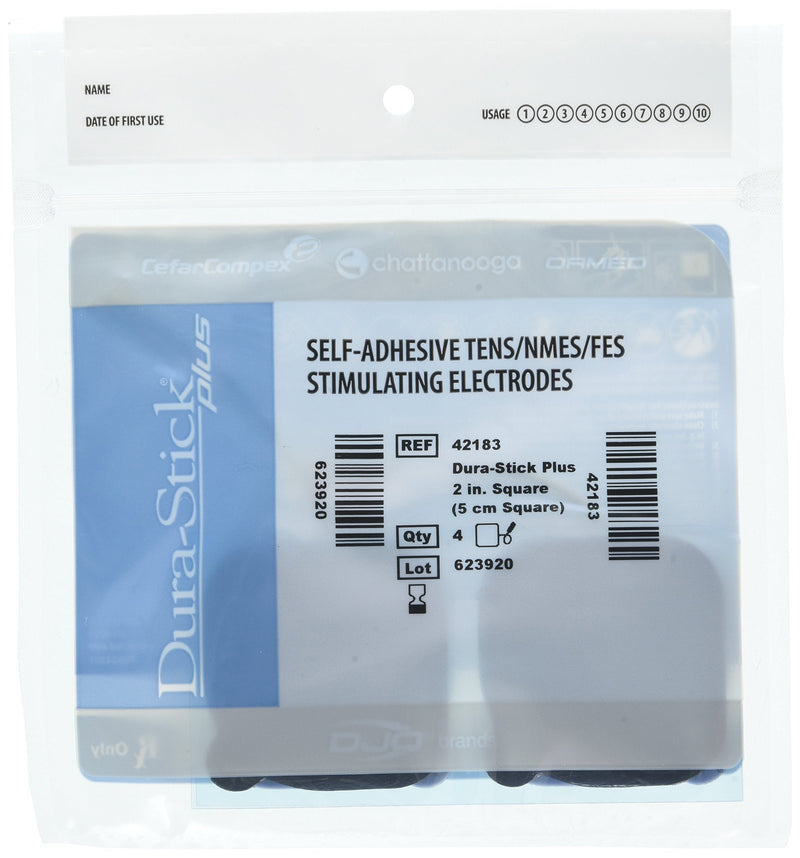 [Australia - AusPower] - Chattanooga Dura-Stick Plus Self Adhesive Electrodes, 2" x 2" Square, Pack of 10 