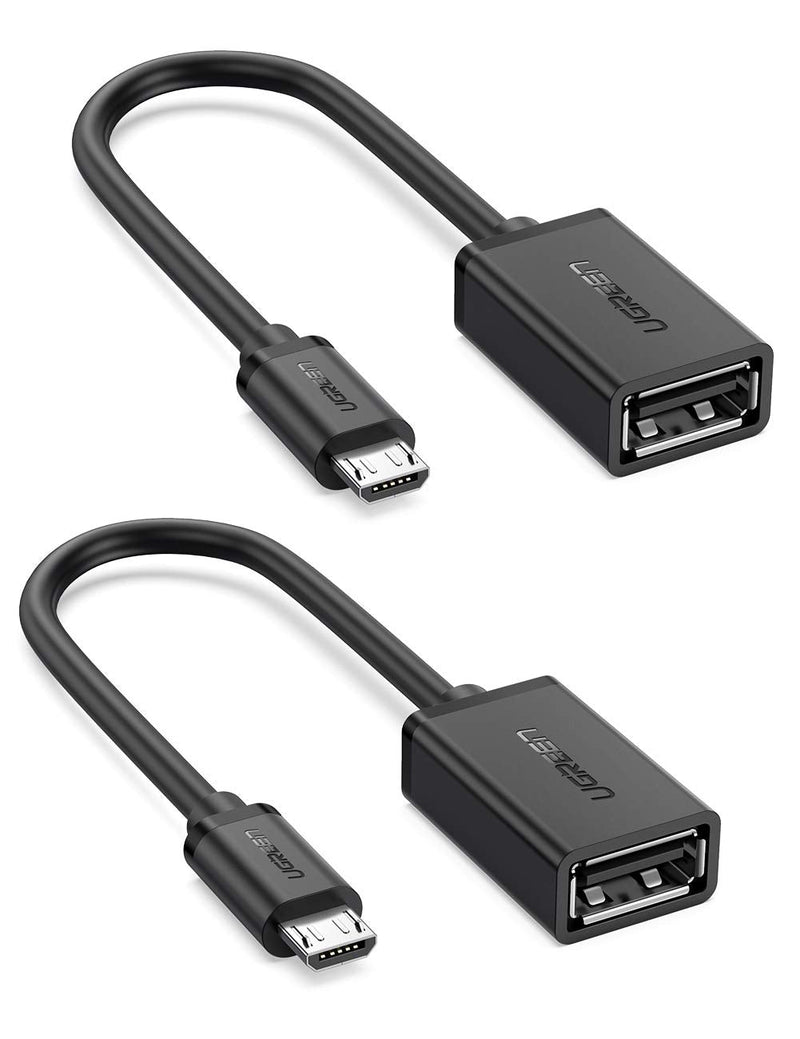 [Australia - AusPower] - UGREEN Micro USB to USB Micro USB 2.0 OTG Cable 2 Pack On The Go Adapter Micro USB Male to USB Female for Samsung S7 S6 Edge S4 S3 LG G4 DJI Spark Mavic Remote Controller Android Tablets Black 