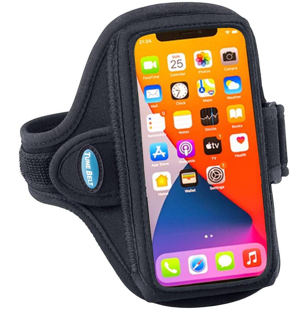 [Australia - AusPower] - Tune Belt AB91 Cell Phone Armband Holder Case for iPhone 13/13 Pro, 12/12 Pro, 11, 11 Pro Max, XS Max, XR, Galaxy S20/S21 Plus & More for Running & Working Out (Black) Silver 
