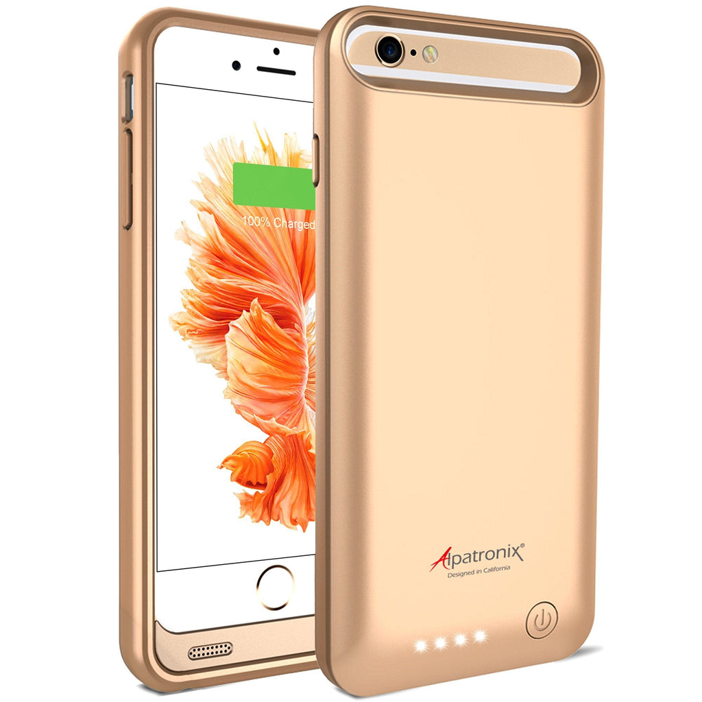 [Australia - AusPower] - iPhone 6S/6 Battery Case, MFi Certified Slim Protective Extended Charging Case with Built-in Polymer Battery Compatible with iPhone 6S & iPhone 6 (4.7 inch) BX140 - Gold 