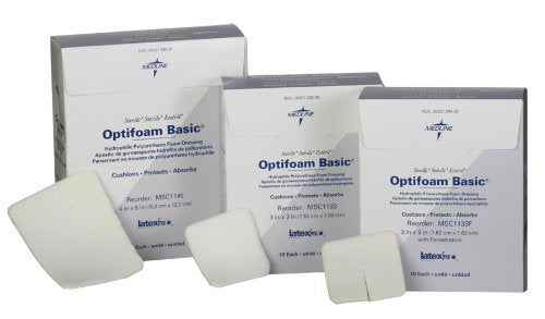 [Australia - AusPower] - Medline MSC1133Z Optifoam Basic Non-Adhesive Dressings, 3" x 3" (Pack of 10) 