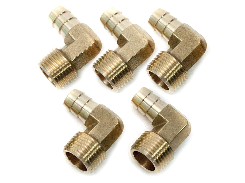 [Australia - AusPower] - LTWFITTING 90 Degree Elbow Brass Barb Fitting 1/2 ID Hose x 1/2-Inch Male NPT Air(Pack of 5) 