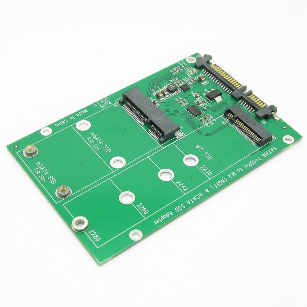 [Australia - AusPower] - JIUWU 2 in 1 Combine Mini PCI-E M.2 NGFF mSATA SSD to SATA 3.0 III Adapter PCB Card 