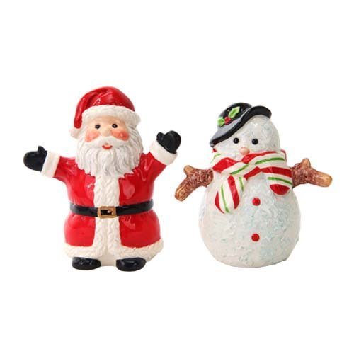 [Australia - AusPower] - Attractives Christmas Santa & Snowman North Pole Winter Ceramic Magnetic Salt Pepper Shakers 
