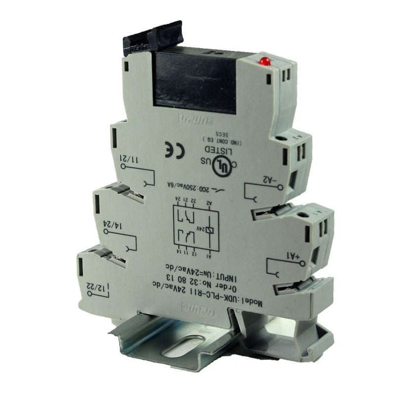 [Australia - AusPower] - ASI ASI328013 Pluggable DPDT Relay with DIN Rail Mounted Screw Clamp Terminal Base, 6 amp, 250 VAC Rating, 24 VAC/DC Coil 