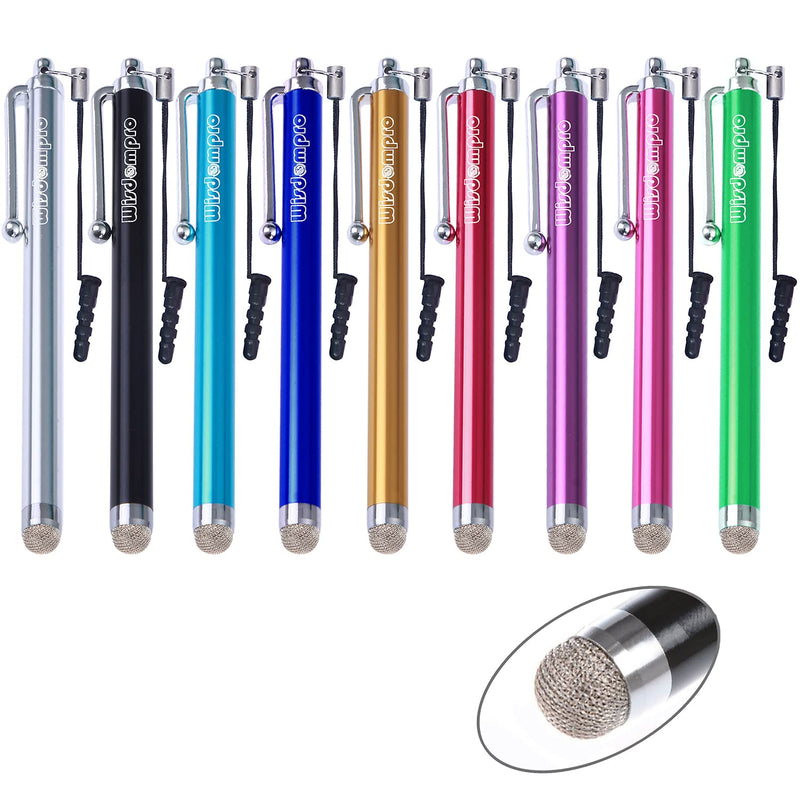 [Australia - AusPower] - Wisdompro Stylus Pens for Touch Screens, 9 Pack of Universal Microfiber Tip Stylus with Lanyard Tether for iPad, iPhone, Tablet, Android, Samsung and All Capacitive Devices - 9 Color 