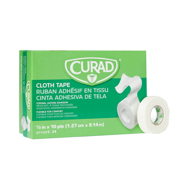 [Australia - AusPower] - CURAD Cloth Silk Adhesive Medical Tape, 1/2 Inch x 10 Yard Roll, Box of 24 