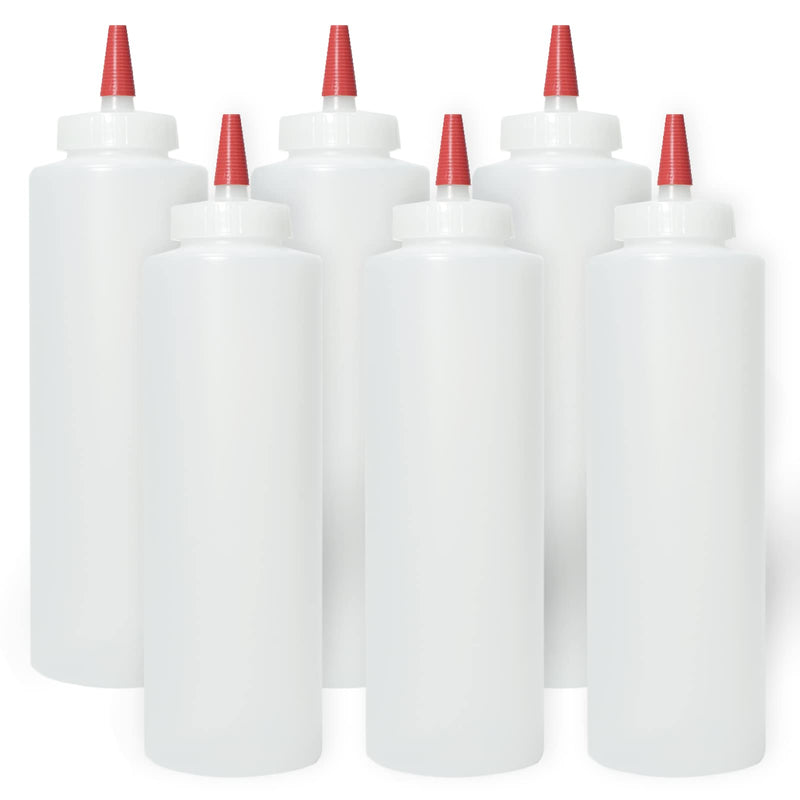 [Australia - AusPower] - Pinnacle Mercantile Plastic Squeeze Condiment Bottles with Red Tip Cap 16-Ounce Set of 6 Wide Mouth 16oz - 6 Pack 