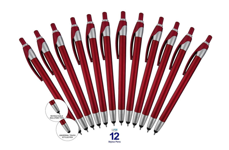 [Australia - AusPower] - 12 Pack Red Stylus with Ball Point Pen for iPad Mini, iPad 2/3, New iPad, iPhone 5 4S 4 3GS, iPod Touch, Motorola Xoom, Xyboard, Droid, Samsung Galaxy Asus (12 Pack Red) 12 Pack 