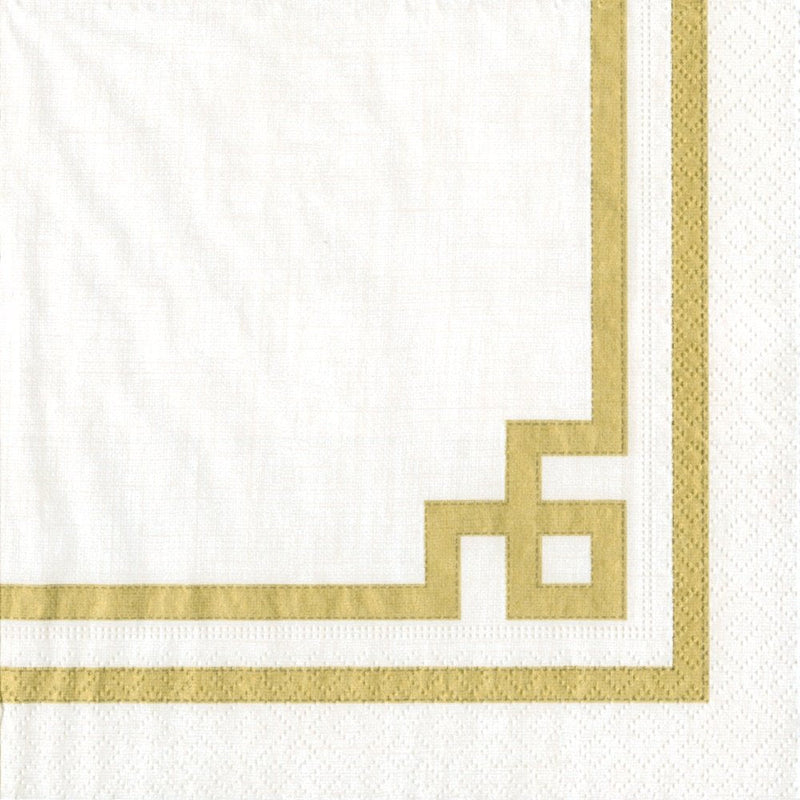 [Australia - AusPower] - Caspari Rive Gauche Paper Cocktail Napkins in Gold & White - 20 Per Package, 12541C 1 