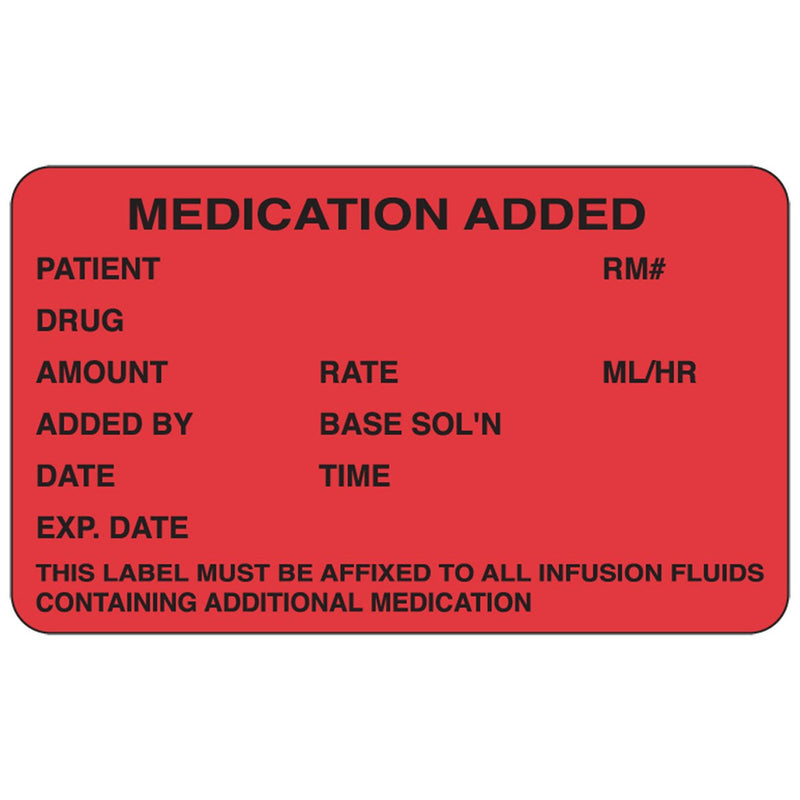 [Australia - AusPower] - PDC Healthcare 59704613 Paper Label, Permanent, Medication Added, 2 1/2" x 1 1/2", Red (Pack of 1000) 