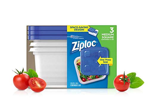 [Australia - AusPower] - Ziploc 3 Count 5 Cup Medium Square Container (Pack of 2) 
