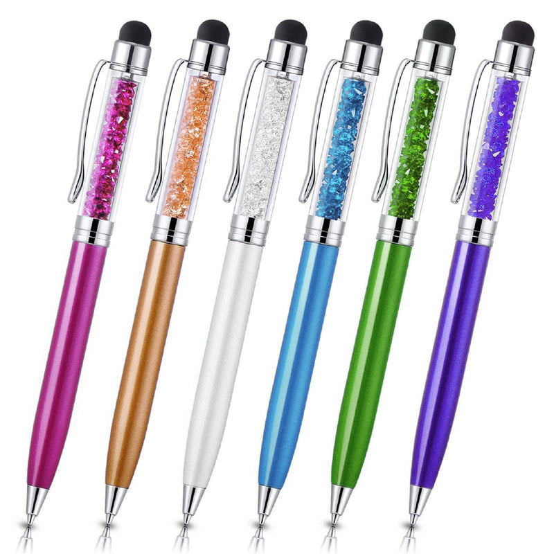 [Australia - AusPower] - Besgoods 2-in-1 Touch Screen Stylus Pen for All Capacitive Touch Screen Device, Blue/Green/White/Orange/Rose/Purple, Pack of 6 (4074215) Blue Green White Orange Rose Purple 